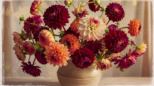 Wallpaper Mural Colorful dahlia flowers background vintage effect picture style pictures Torontodigital.ca