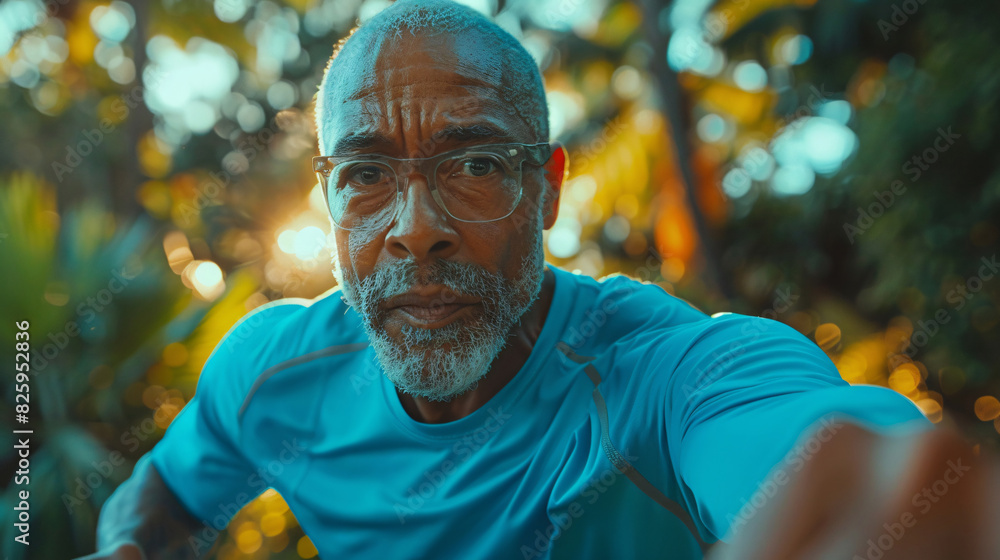Old man with glasses taking a selfie Old man with glasses taking a selfie