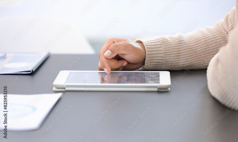 Tablet, research and hands of person in office for networking, connectivity or scroll on website. Schedule, agenda and consultant in conference room with digital app for business plan, email or chat. Tablet, research and hands of person in office for networking, connectivity or scroll on website. Schedule, agenda and consultant in conference room with digital app for business plan, email or chat.
