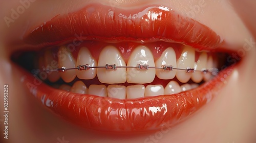 Vibrant of a Joyful Mouth with Braces Showcasing a Path to a Radiant Smile