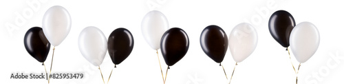 Set of black and white helium balloons. Element of decorations for party.