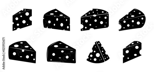 set of cheese silhouettes, isolated background