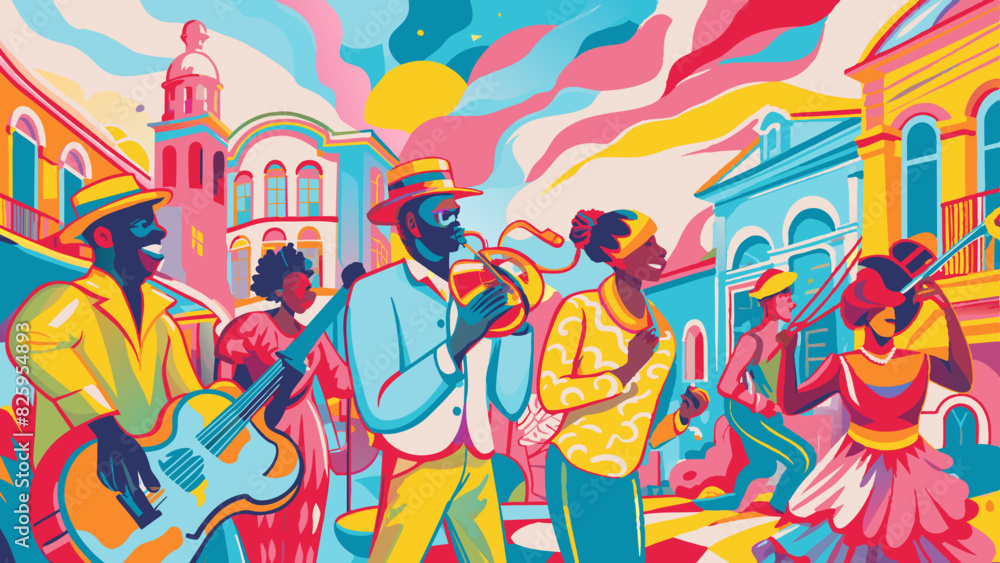 Vibrant Cuban Street Music Scene with Energetic Performers