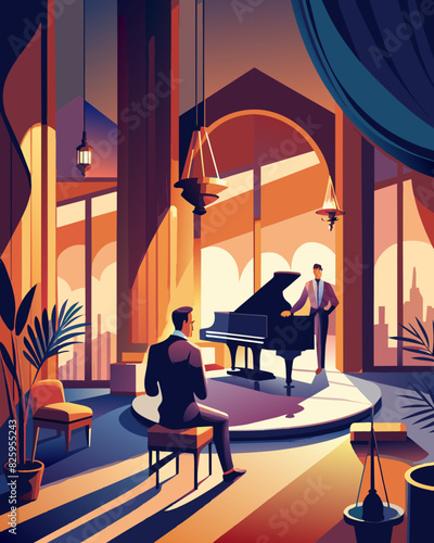 Elegant Evening at a Jazz Club with Live Piano Performance