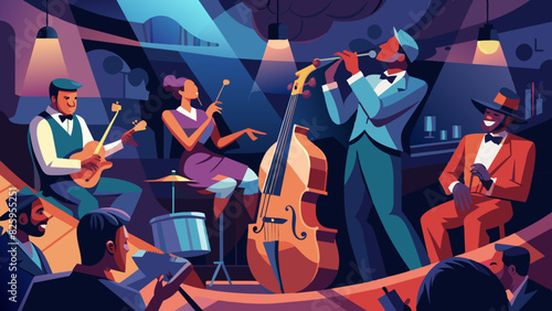 Vibrant Jazz Band Performing in a Speakeasy Club