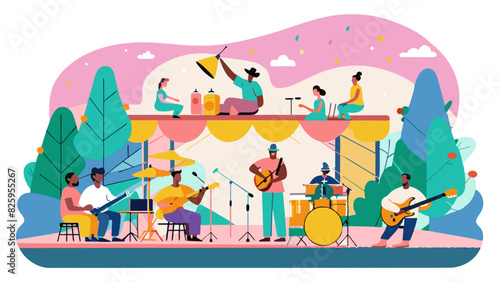 Vibrant Outdoor Summer Music Festival Illustration