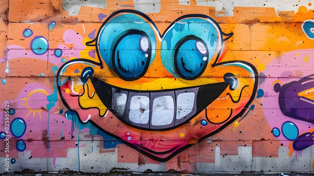 Obraz premium Graffiti wall with colorful cartoon character design
