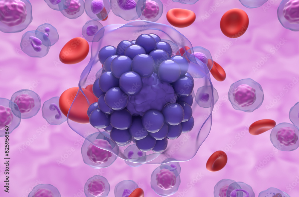 Fototapeta premium Diffuse large B-cell lymphoma (DLBCL) - closeup view 3d illustration