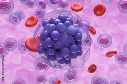 Diffuse large B-cell lymphoma (DLBCL) - closeup view 3d illustration