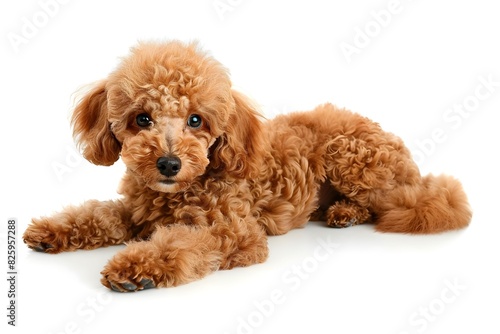 Adorable Poodle Posing Playfully on White Background