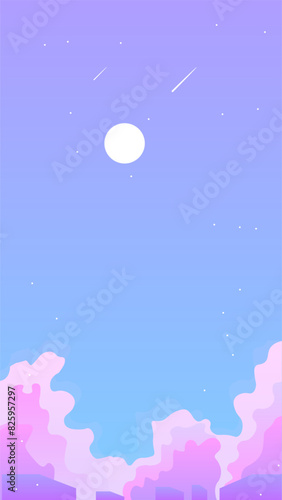 Abstract Mobile Instagram Stories Background Sky With Clouds And Stars Vector Design
