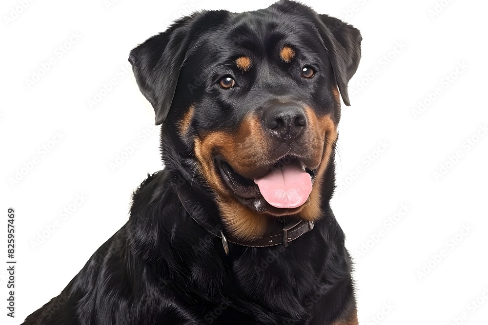 Fototapeta premium Powerful and Confident Rottweiler Dog in Isolated Studio Setting