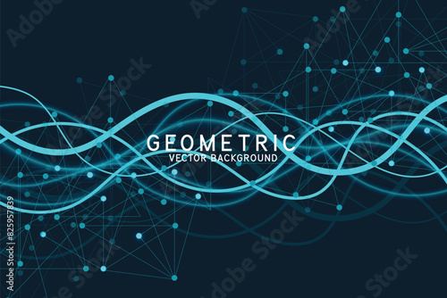 Technology abstract background with connected line and dots. Big data visualization