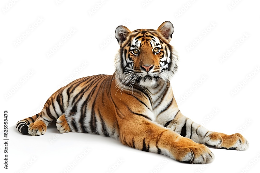 Fototapeta premium Majestic Bengal Tiger Resting Alone in Pristine Natural Environment