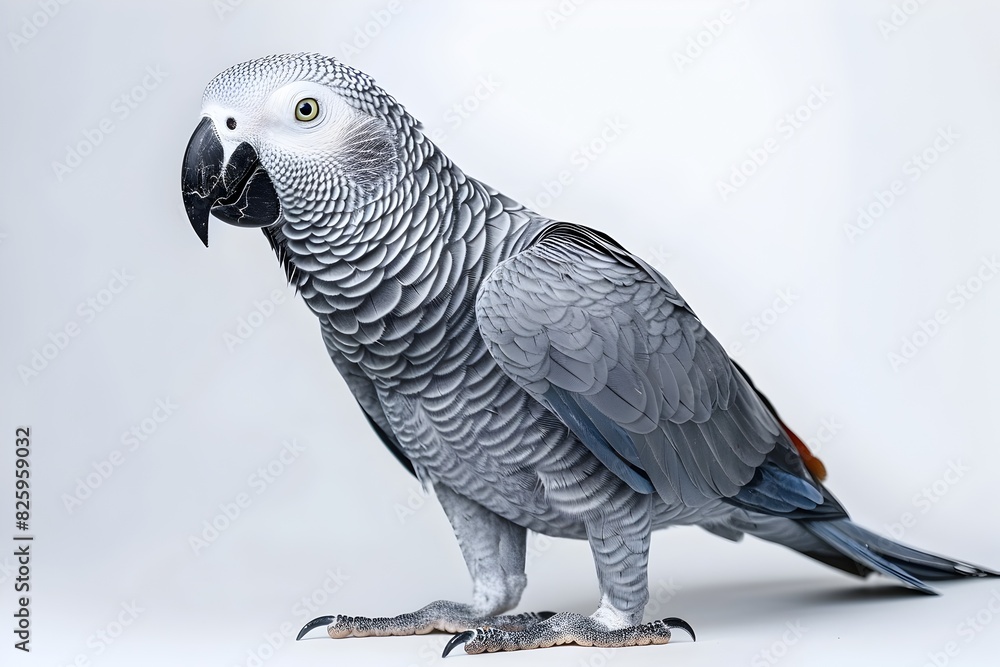 Obraz premium Majestic African Grey Parrot Captured in Striking Studio Portrait