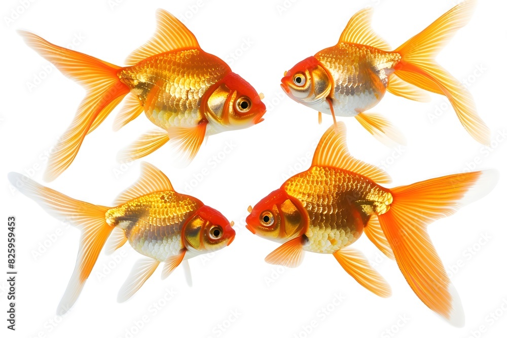 Graceful School of Vibrant Orange Goldfish in Aquarium Setting Graceful School of Vibrant Orange Goldfish in Aquarium Setting