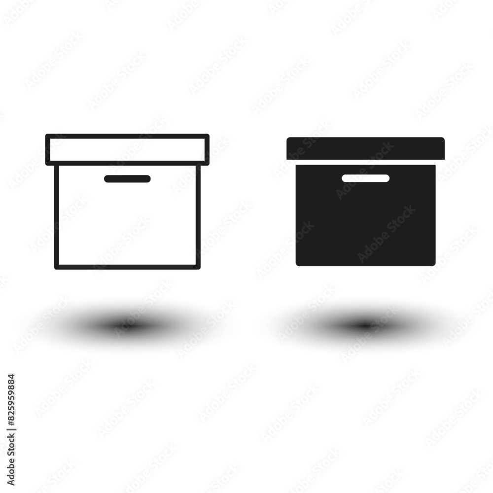Storage box Vector icons. Monochrome container illustrations. Simple black and white box design. Organizing concept. Storage box Vector icons. Monochrome container illustrations. Simple black and white box design. Organizing concept.