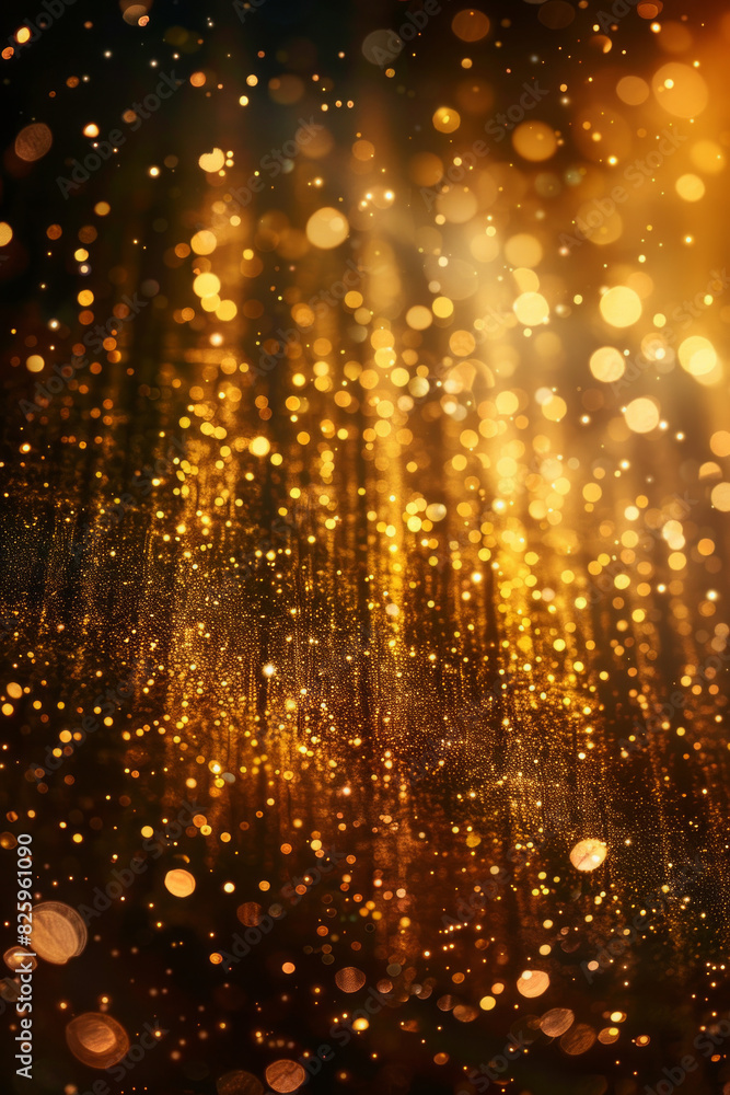 Golden glitters around glowing lines for background Golden glitters around glowing lines for background