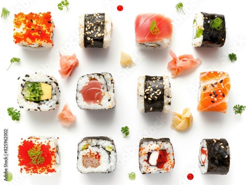 Health food for sushi concept, white background