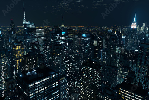 Wallpaper Mural Bird’s Eye View of a Vibrant City at Night Torontodigital.ca