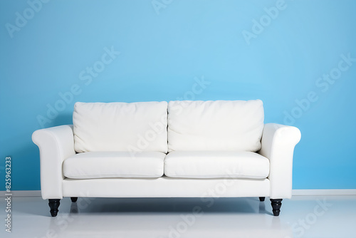 White sofa in room on blue background © Nyetock
