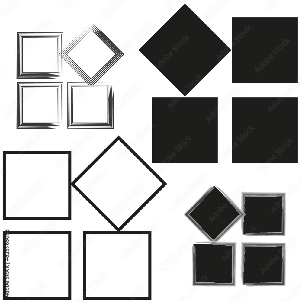 Geometric shapes collection. Squares and diamonds. Vector design elements. Geometric shapes collection. Squares and diamonds. Vector design elements.