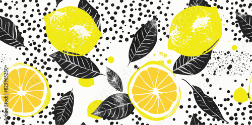 summer yellow lemon seamless pattern background design