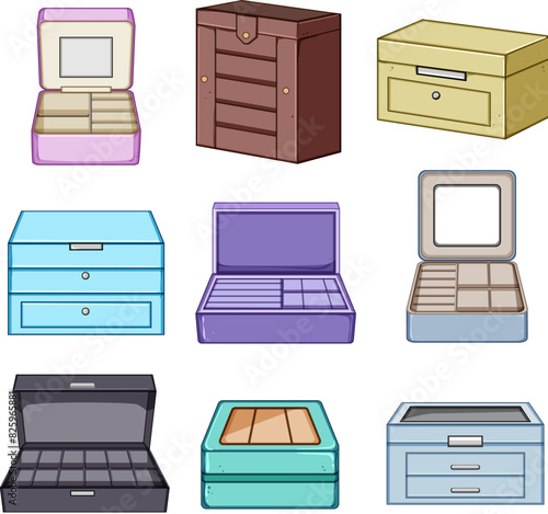 jewelry organizer set cartoon. jewellery storage, woman table, case magnet jewelry organizer sign. isolated symbol vector illustration