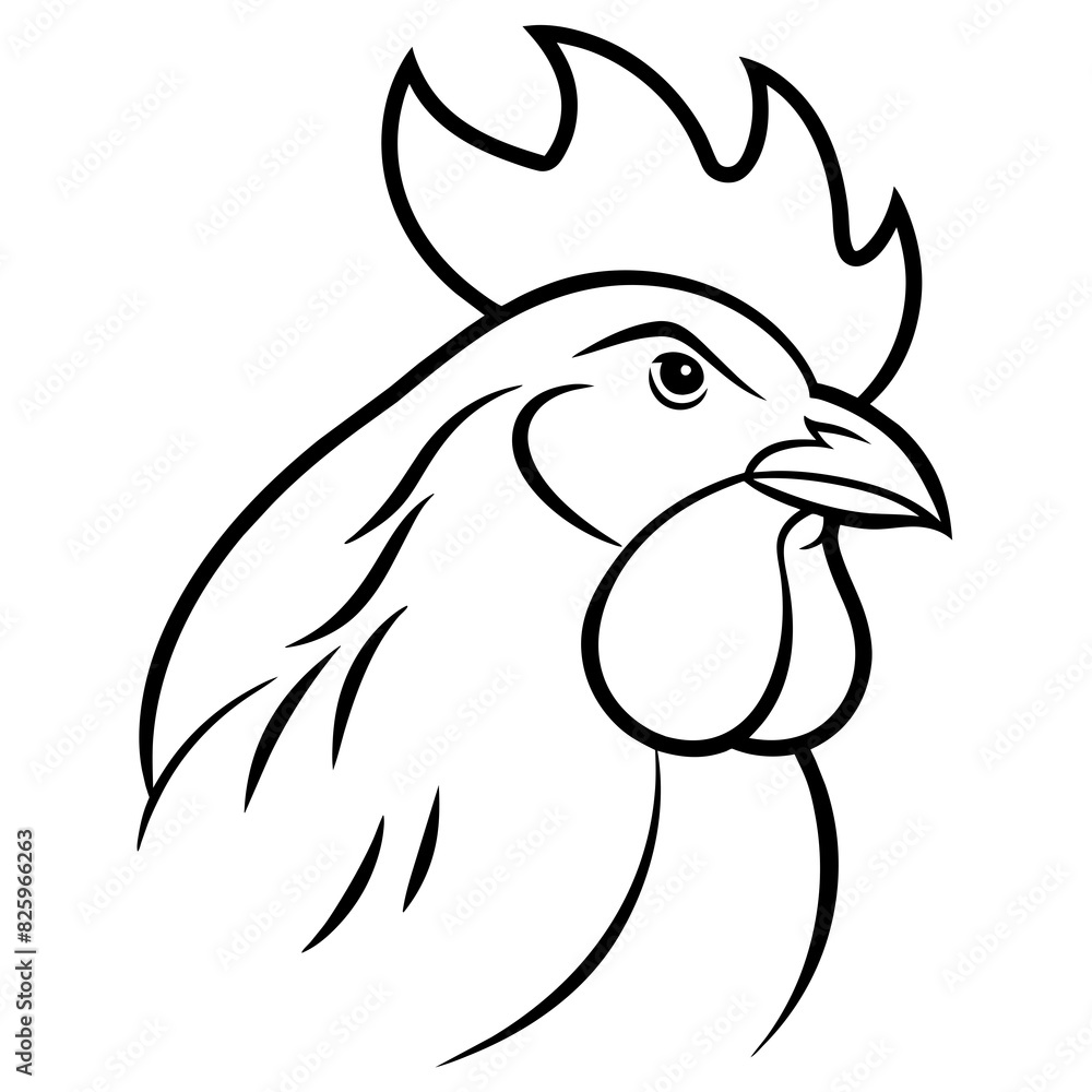 head of a rooster vector line art logo design head of a rooster vector line art logo design