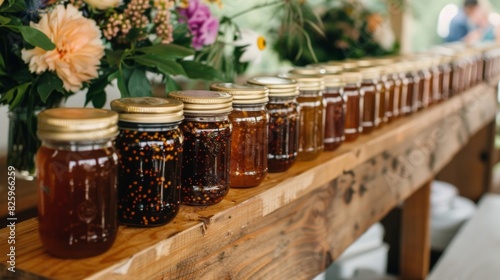 In lieu of traditional wedding favors guests are given homemade jams and honey from the ranchs own farm. photo