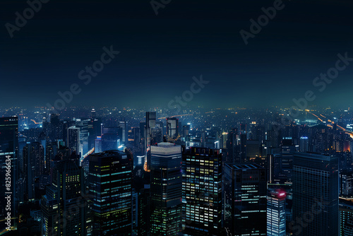 Wallpaper Mural City Skyline at Night: Aerial View of Illuminated Skyscrapers Torontodigital.ca