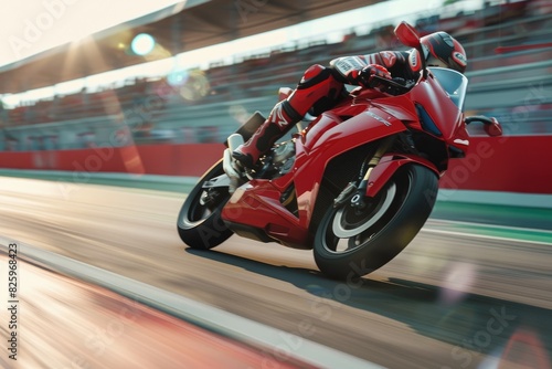 Superbike racer is crossing...