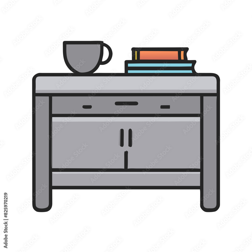transparent vector image of a console table with books and a cup on it transparent vector image of a console table with books and a cup on it