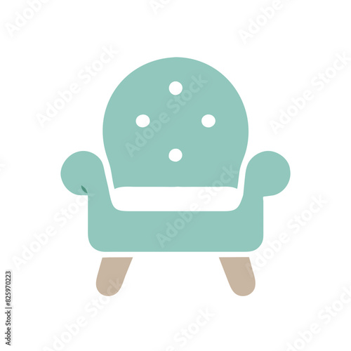vector image of a teal armchair with button details
