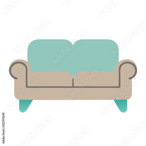 ector image of a teal sofa with round armrests