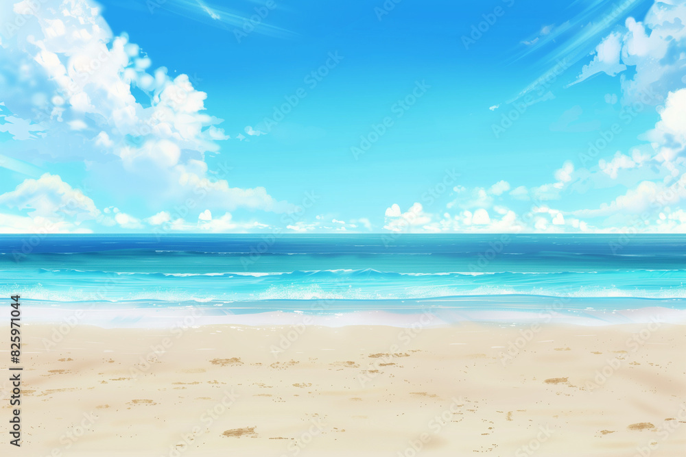 Fototapeta premium Sunny Beach with Blue Sky and Ocean View