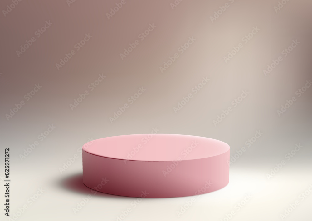 3D realistic soft pink podium with a beige background, Product display, Mockup 3D realistic soft pink podium with a beige background, Product display, Mockup
