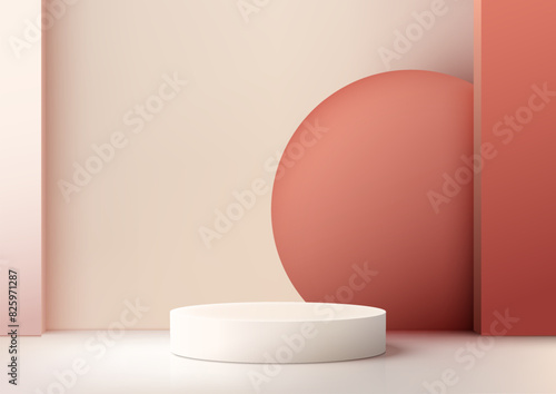 3D white pedestal with a sm...