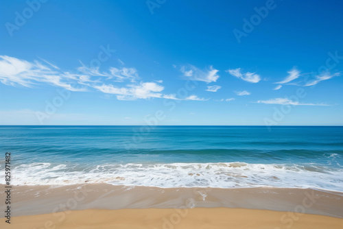 Sunny Beach with Blue Sky and Ocean View