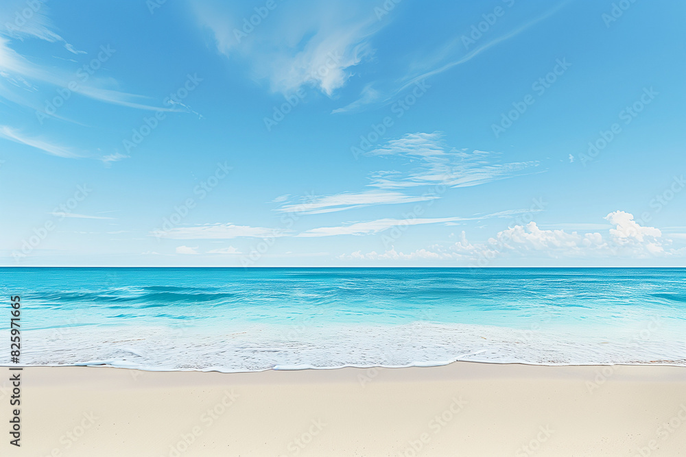 Fototapeta premium Sunny Beach with Blue Sky and Ocean View