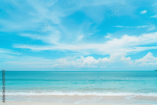 Sunny Beach with Blue Sky and Ocean View