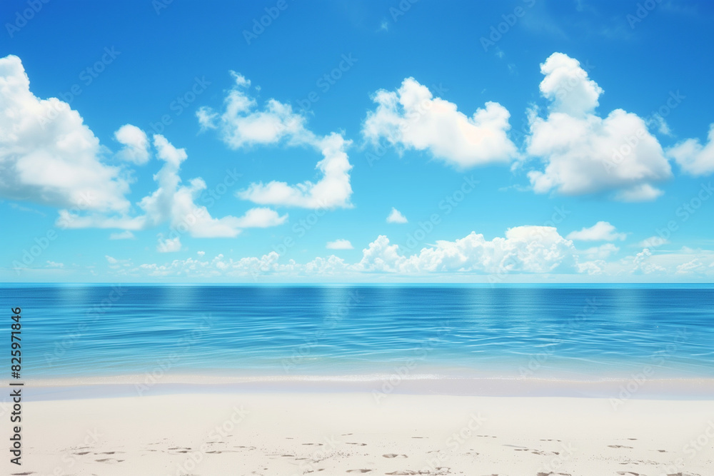 Fototapeta premium Sunny Beach with Blue Sky and Ocean View