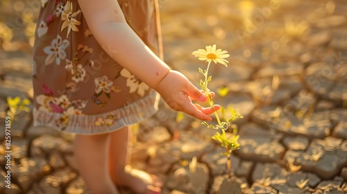 Child Holds Withered Flower...
