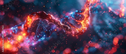 Colorful DNA double helix  detailed nucleotides  glowing strands  biological elegance  vibrant molecular visualization