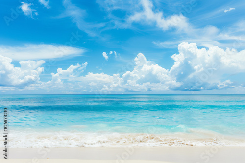 Sunny Beach with Blue Sky and Ocean View