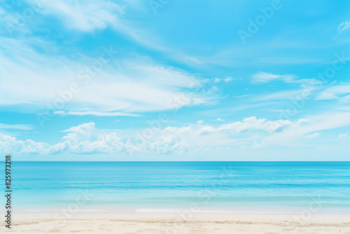 Wallpaper Mural Sunny Beach with Blue Sky and Ocean View Torontodigital.ca