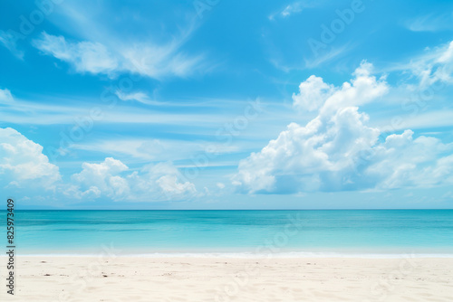 Sunny Beach with Blue Sky and Ocean View