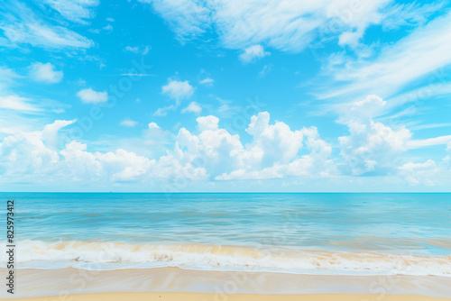 Sunny Beach with Blue Sky and Ocean View