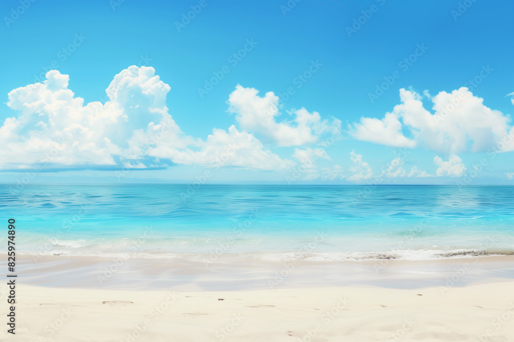 Sunlit Beach with Blue Sky and Ocean View Sunlit Beach with Blue Sky and Ocean View