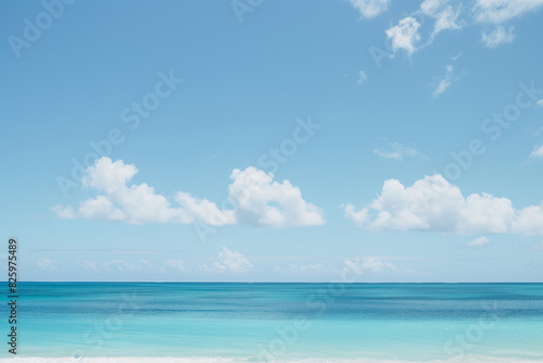 Wallpaper Mural Sunlit Beach with Blue Sky and Ocean View Torontodigital.ca